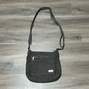 Travelon Purse Crossbody Hobo Bag Heritage Gray Canvas Anti-Theft RFID Blocking